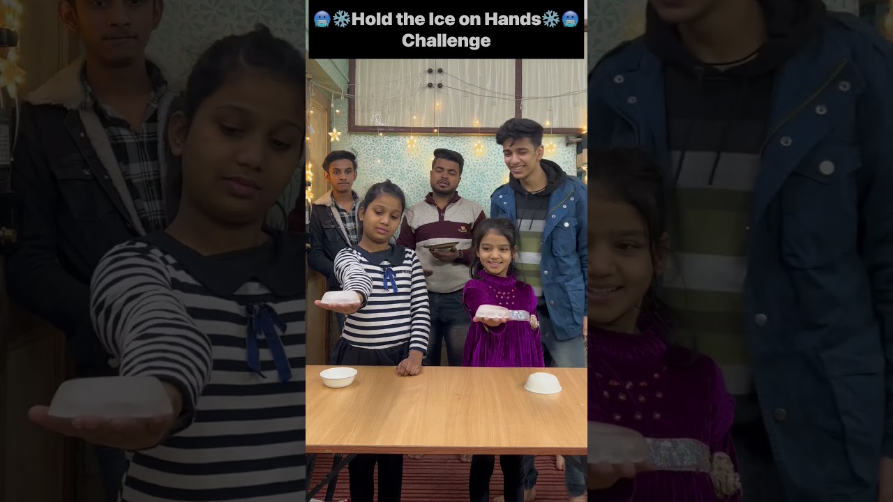 Hold the ice on hands challenge #games #youtubeshorts #yearofyou