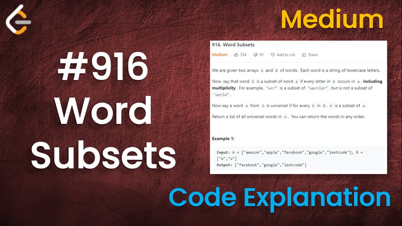 Word Subsets | Live Coding with Explanation | Leetcode - 916