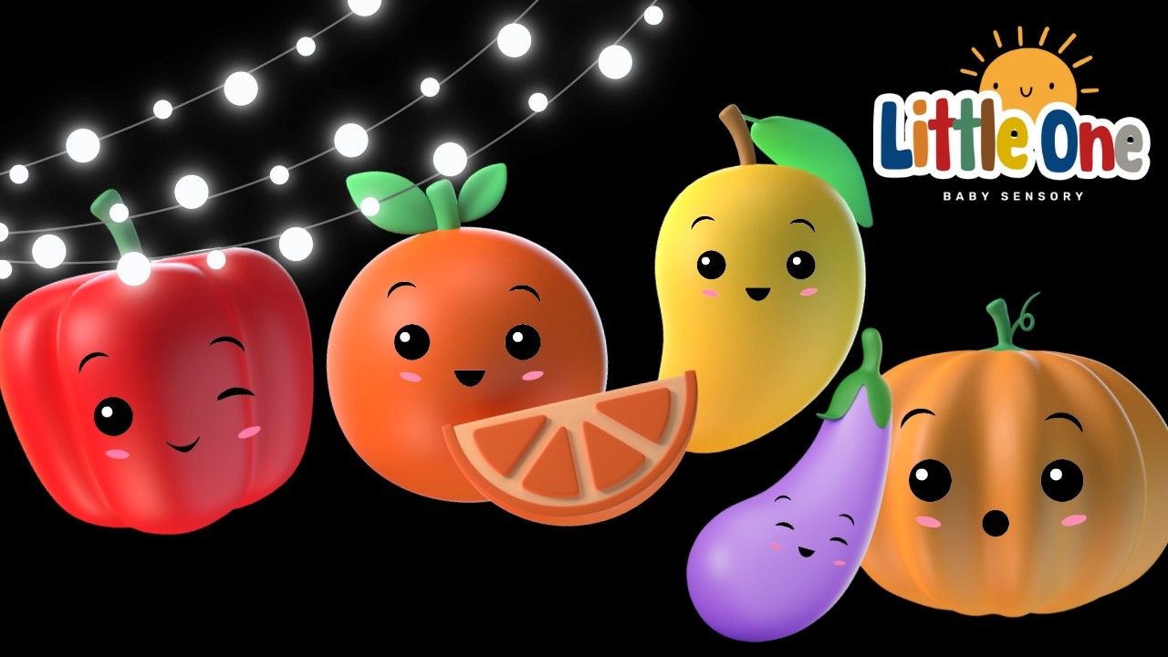 Dancing veggies -Dancing fruits- CUTE Animation - Baby Sensory video - High Contrast Sensory