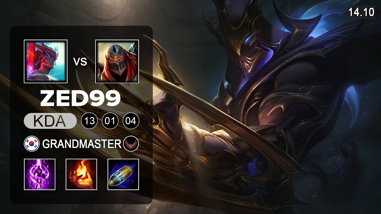 Zed vs Yone Mid - KR Grandmaster - Patch 14.10 Season 14