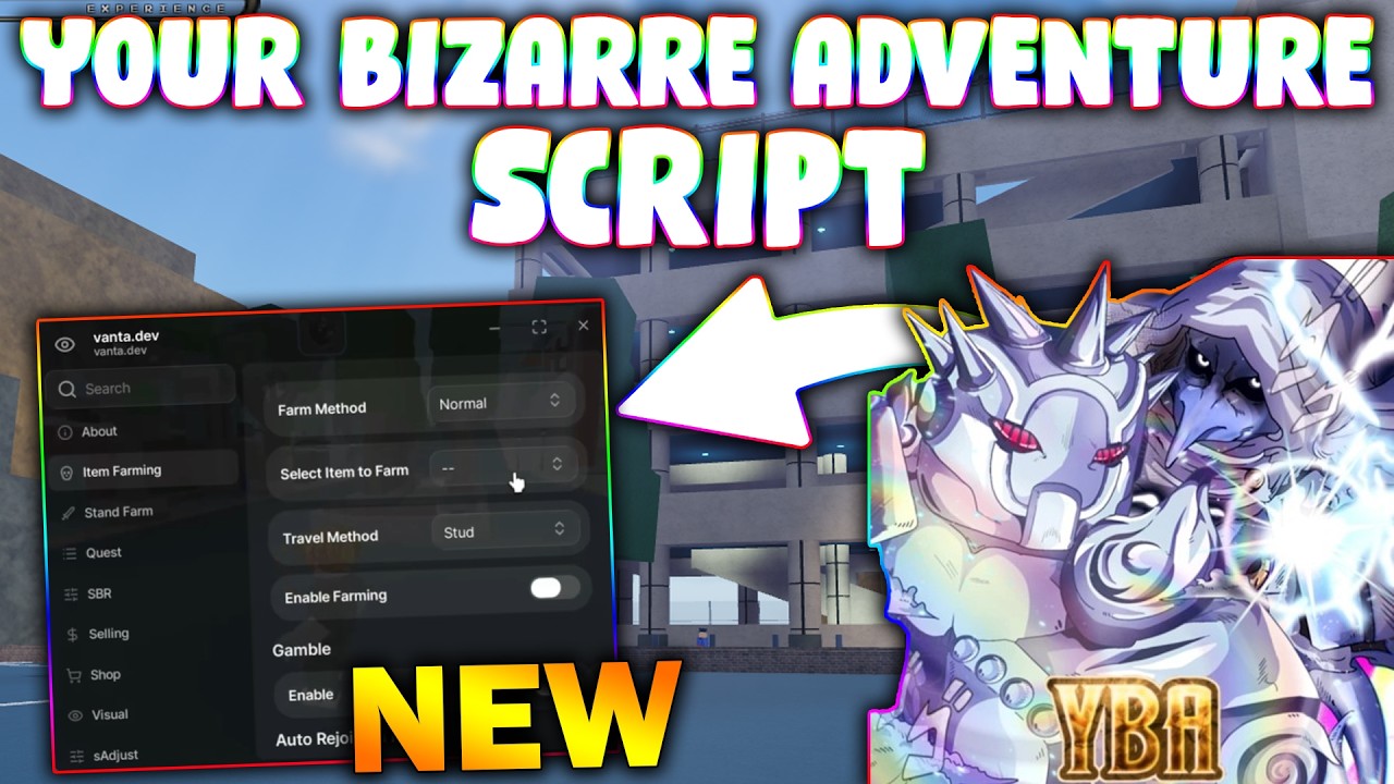 *NEW* Your Bizarre Adventure Script (PASTEBIN 2026) (STAND FARM , AUTOFARM, FIGHT, AUTO SELL, SPEED)