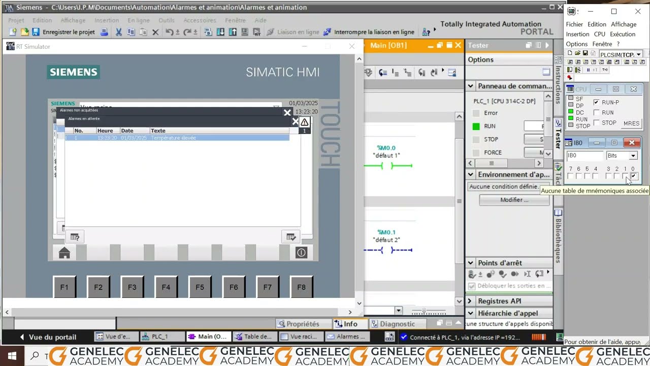 TIA Portal : Configuration et Gestion des Alarmes sur IHM