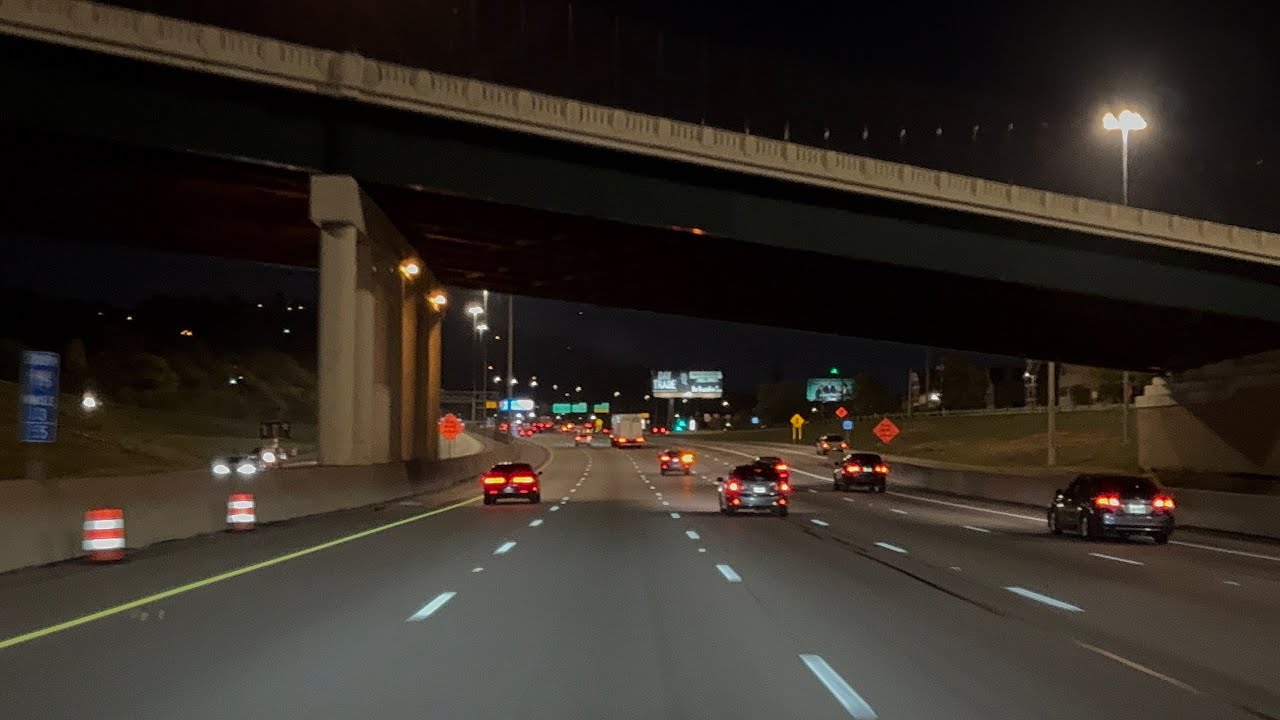 Cincinnati Ohio Interstate Drive At Night