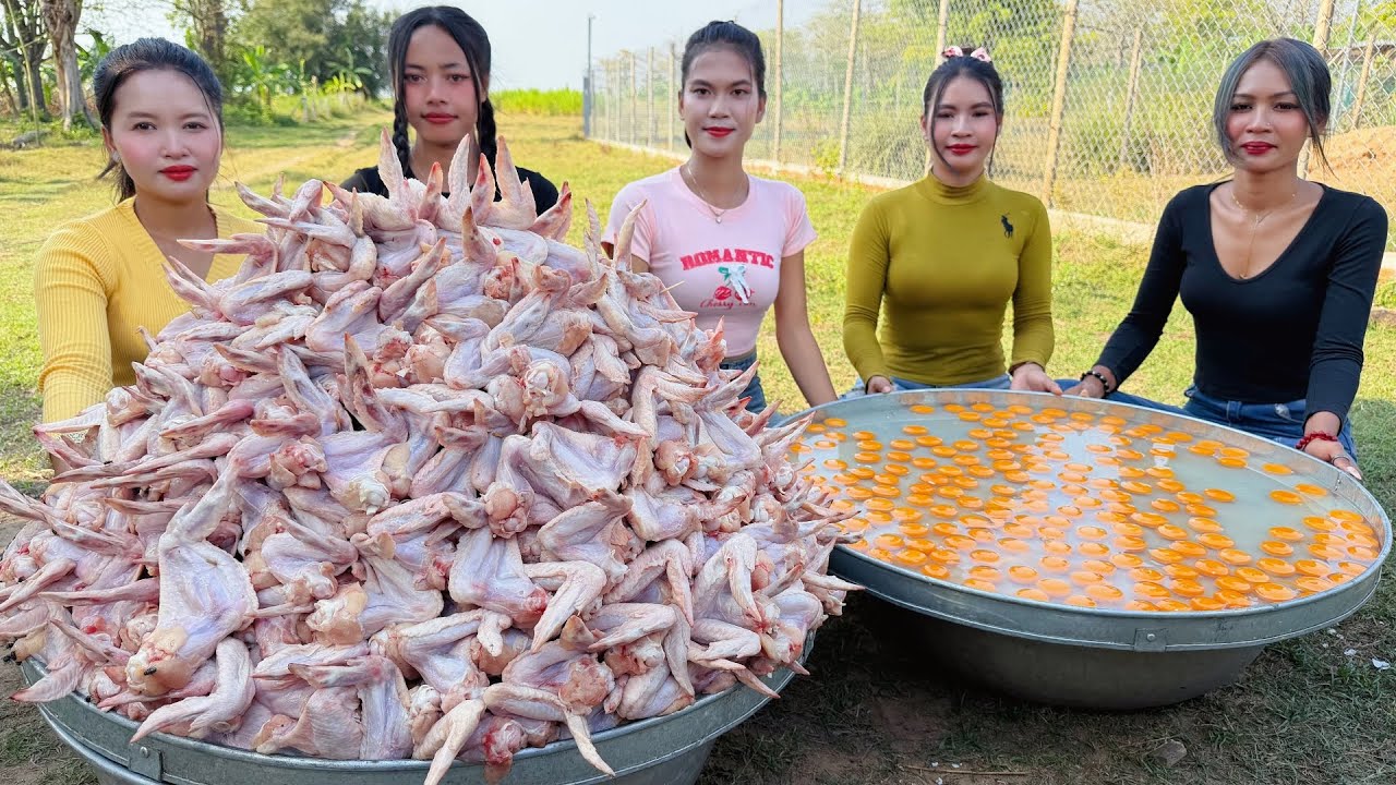 Amazing cooking stir fried rice and deep fried chicken wing recipe