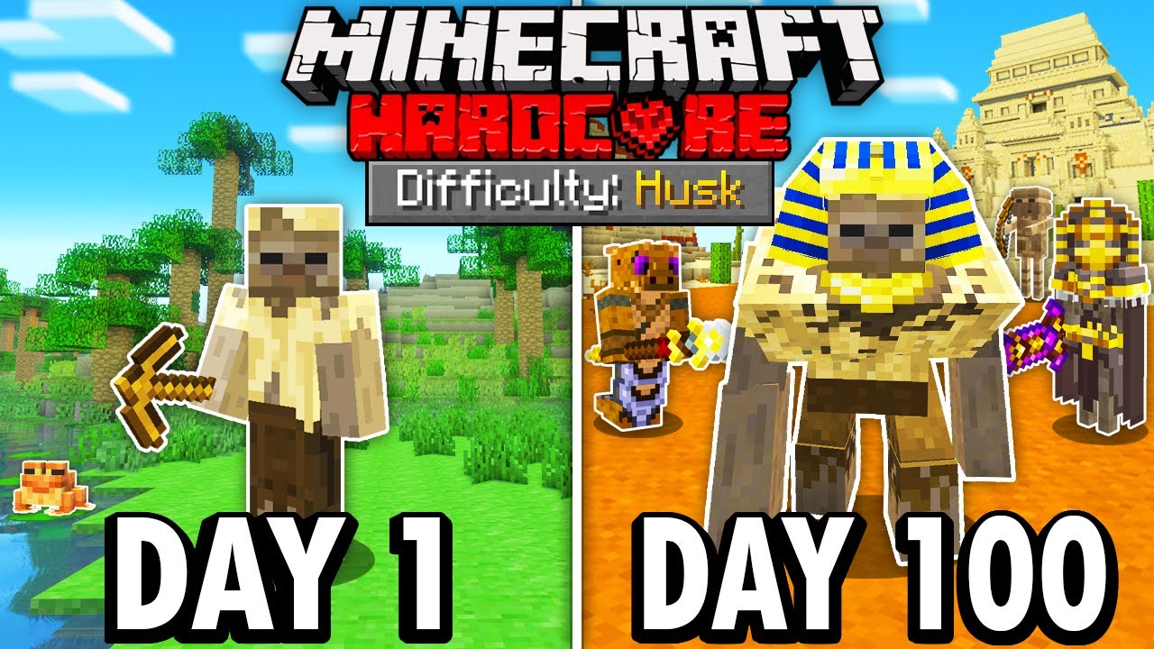 I Survived 100 Days as a HUSK in Hardcore Minecraft...