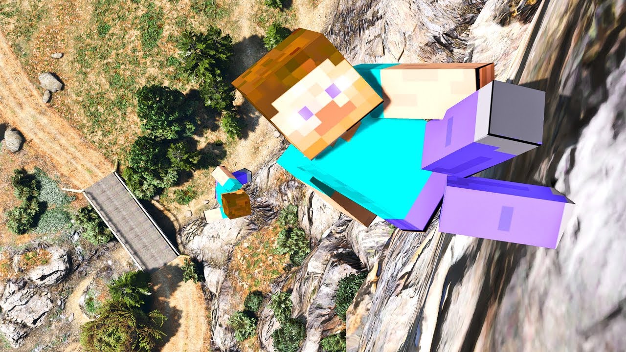 GTA 5 Crazy Steve CLIFF Jumps-Falls-Ragdolls [Euphoria physics | Funny Moments]