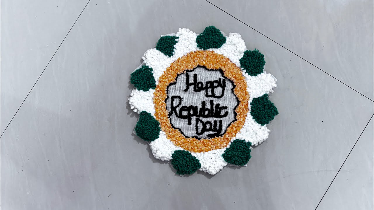Tri Colour Rangoli With Punch Needle ||How To make Republic Day Rangoli with Embroidery Pen ||