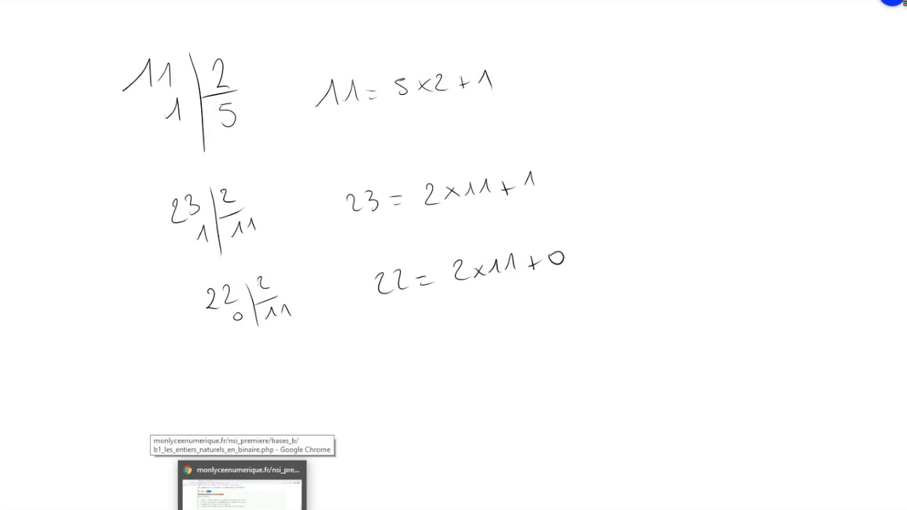 B1 : Partie 2.2 Base10 vers Base 2 d'un entier naturel