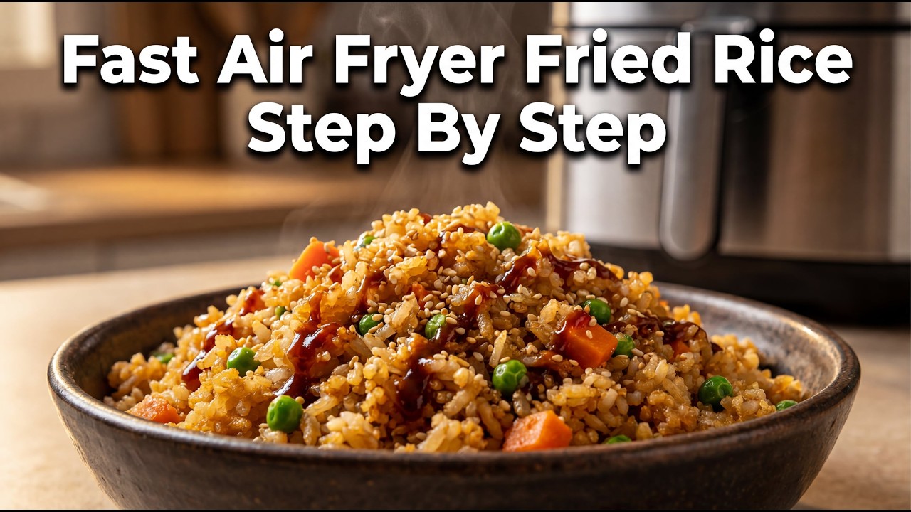 Fast Air Fryer Fried Rice with Sesame-Sriracha Sauce Cooking Guide Step By Step