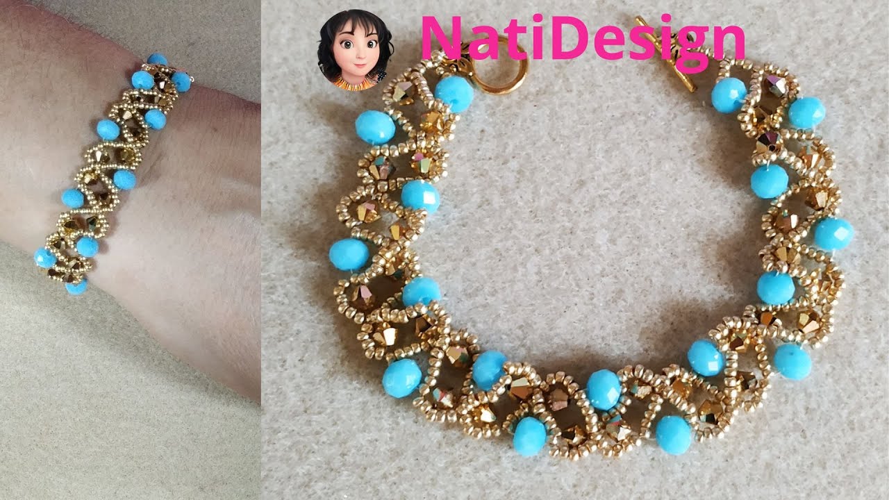 Pulsera AURUM de cristal y mostacilla👩‍🦰👠- AURUM crystal and bead bracelet