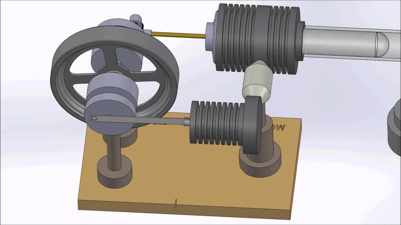 Motor Stirling Solidworks Animación