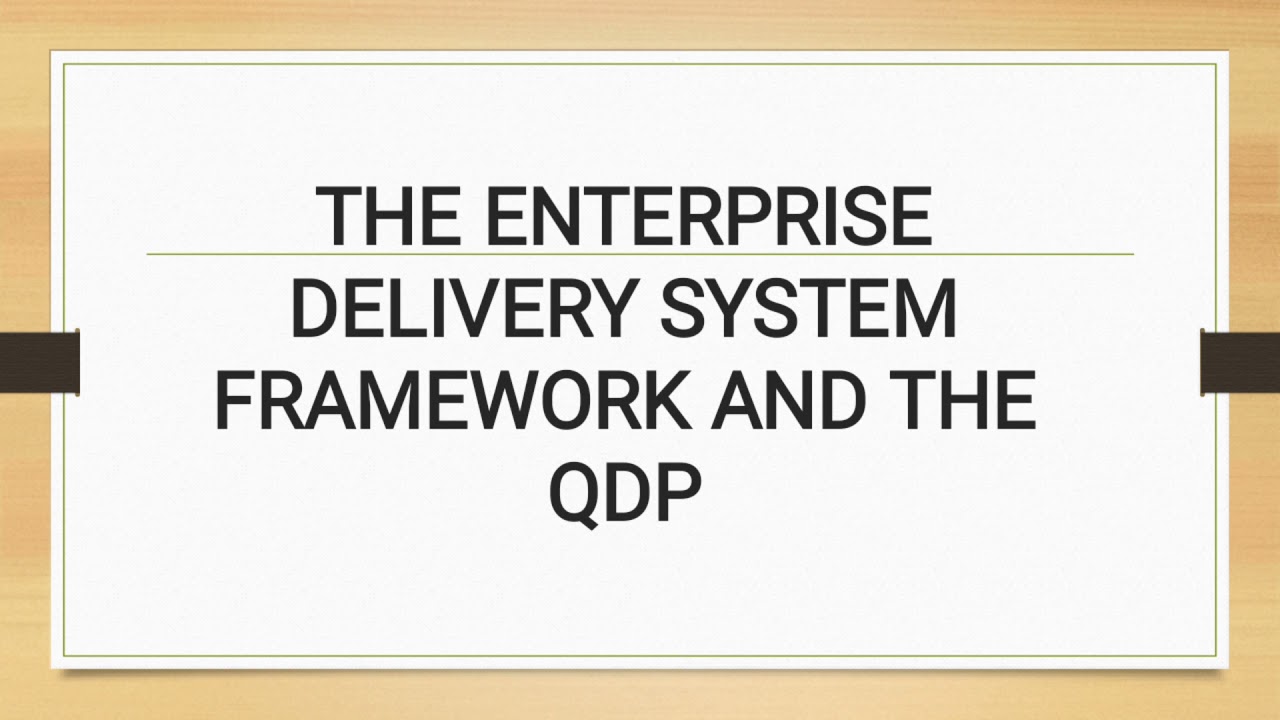 Organizing and structuring the Enterprise/ THE ENTERPRISE DELIVERY SYSTEM FRAMEWORK AND THE QDP