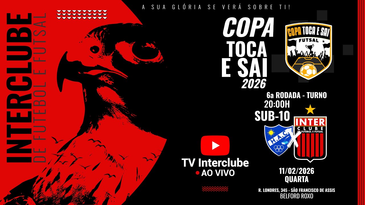 🔴⚫️ AO VIVO 20:00H - HELIÓPOLIS x INTERCLUBE | SUB 08 10 - COPA TOCA E SAI - 2026 | 6ª RODADA