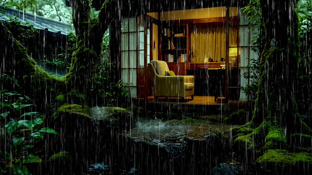 [Rain Sound] I take a rest watching the rain falling down
