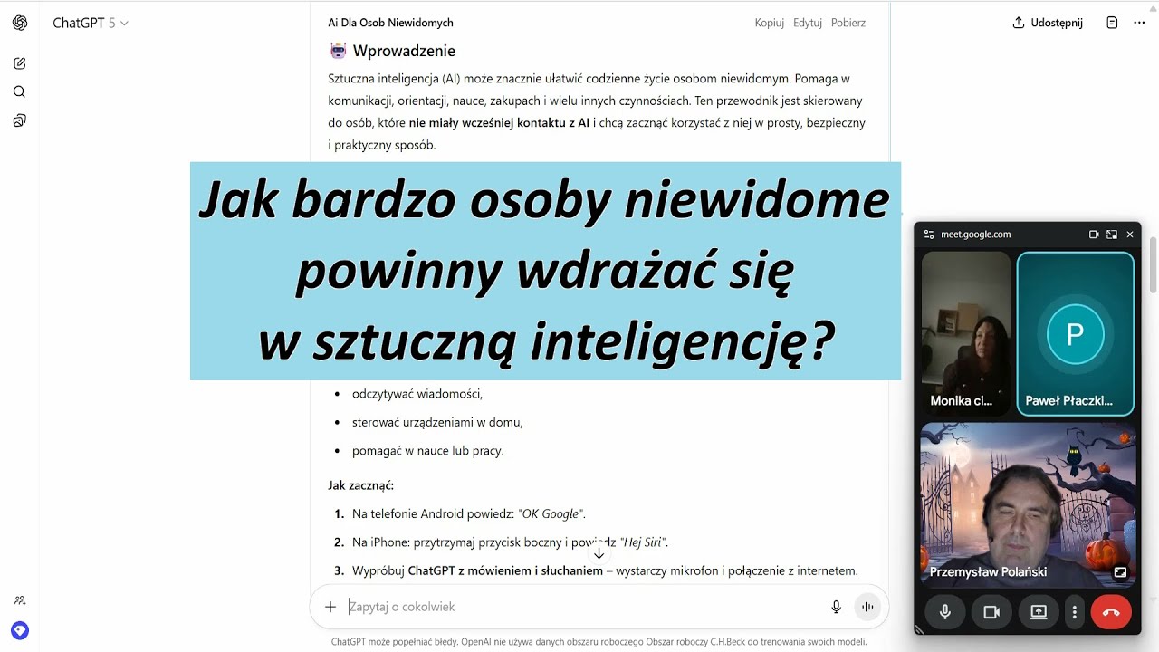 Jak bardzo osoby niewidome powinny wdrażać się w sztuczną inteligencję?