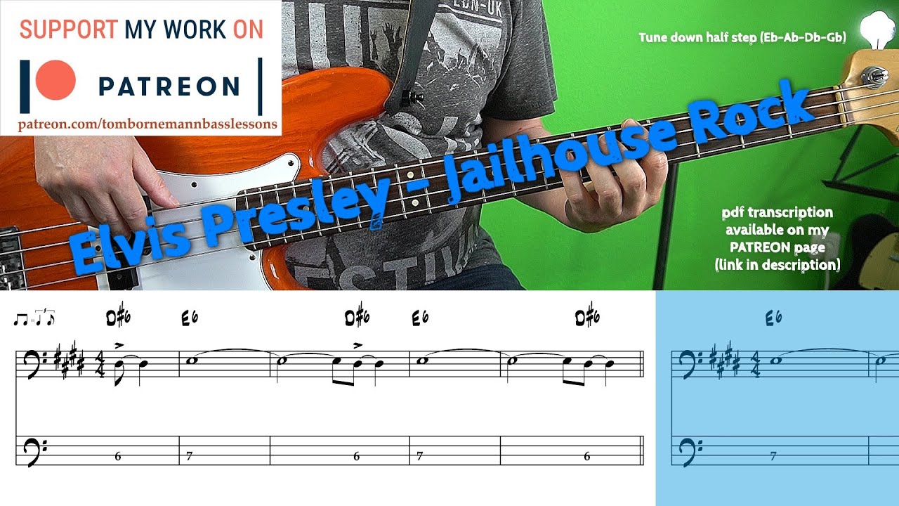 Elvis Presley - Jailhouse Rock (Bass cover with tabs)