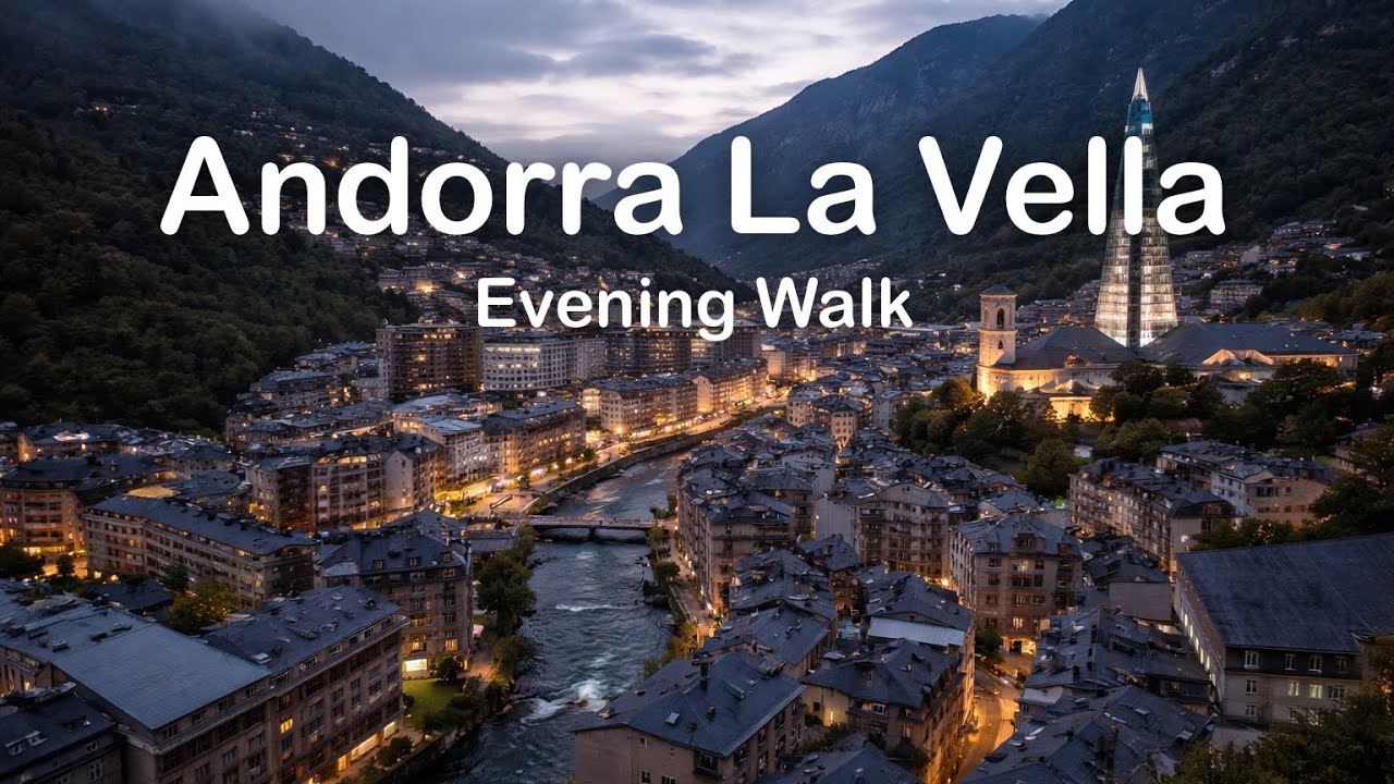 Evening Walk in Andorra la Vella | Cozy Streets & Night Ambience (4K City Walk)