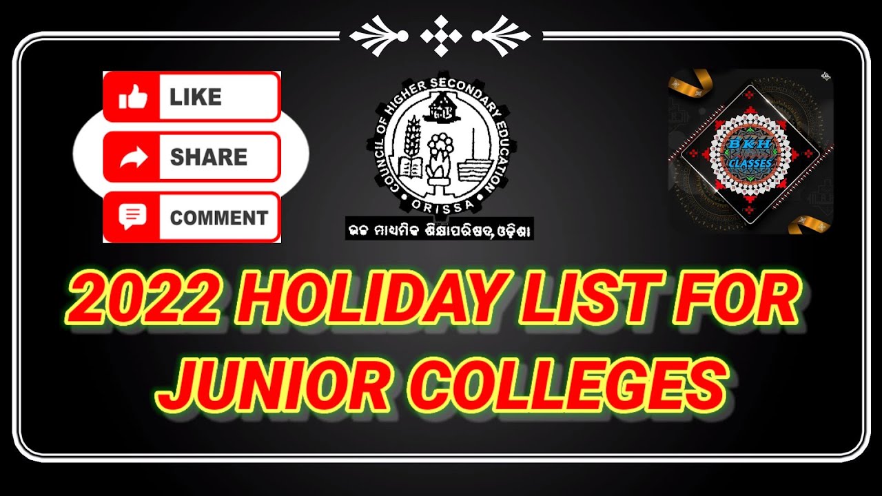 Holiday List for Junior College / 2022 Holiday List #Holidaylist #holidaylistfor2022 #dhse #chse