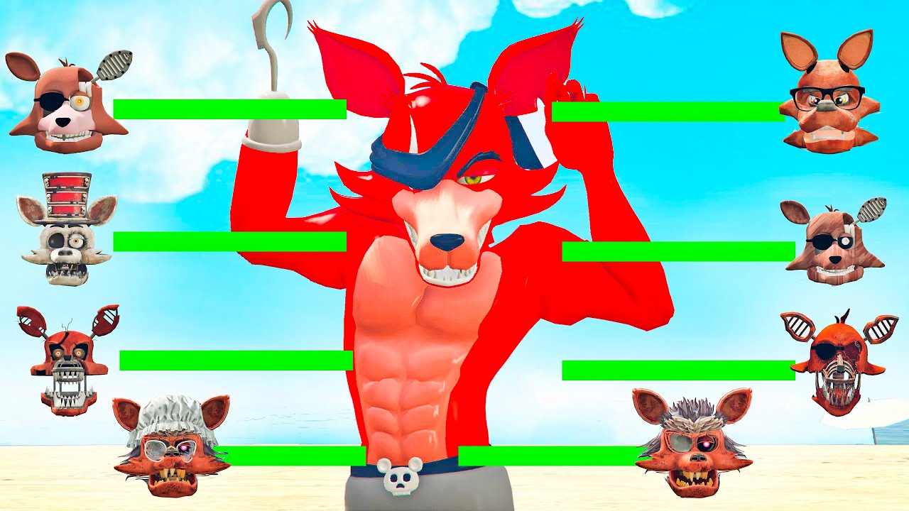 QUAL ANIMATRONICS FOXY &Eacute; O MAIS FORTE? | GTA 5 HEALTHBARS CHICA ANIMATRONICS