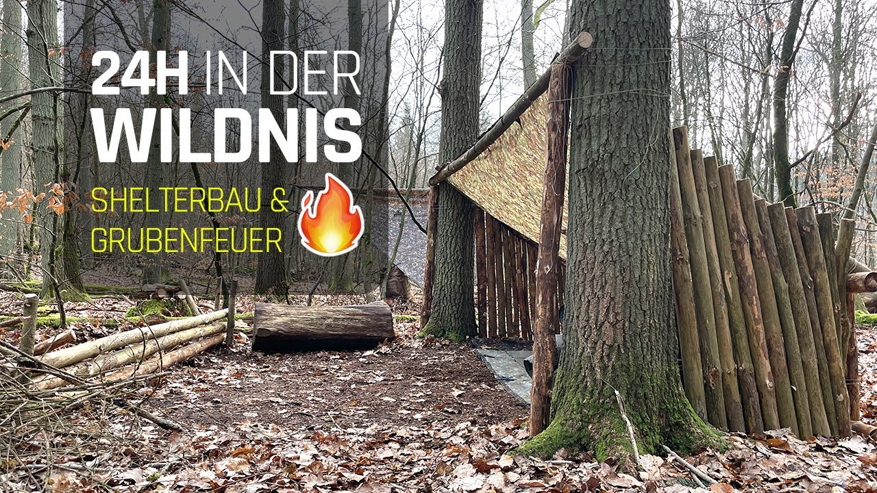 24h Overnighter | Shelterbau & Grubenfeuer | Bushcraft Abenteuer | deutsch | Feuerabend | 038 | 2024
