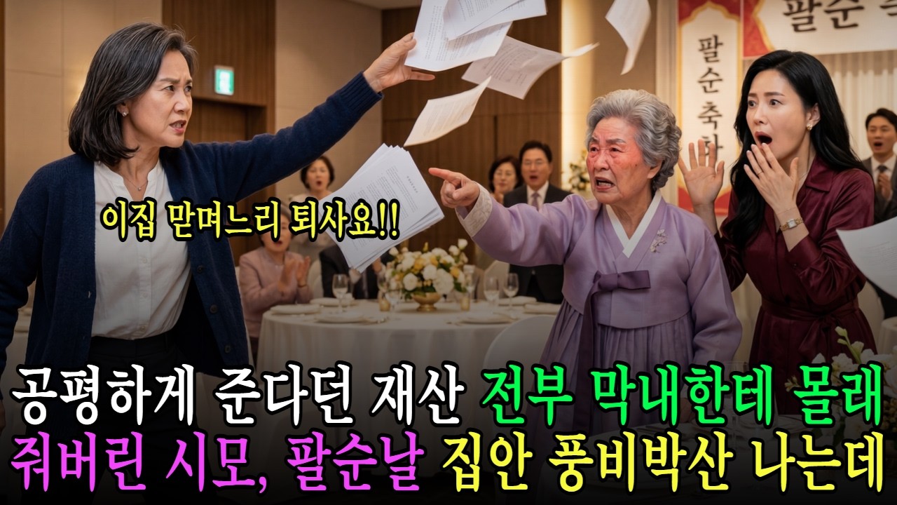 공평하게 나눈다던 재산 전부 막내한테 몰래 줘버린 시모, 팔순날 집안 풍비박산 나는데 | 오디오드라마 가족사연 감동사연 복수사연 반전사연 노후사연 고부갈등 실제사연