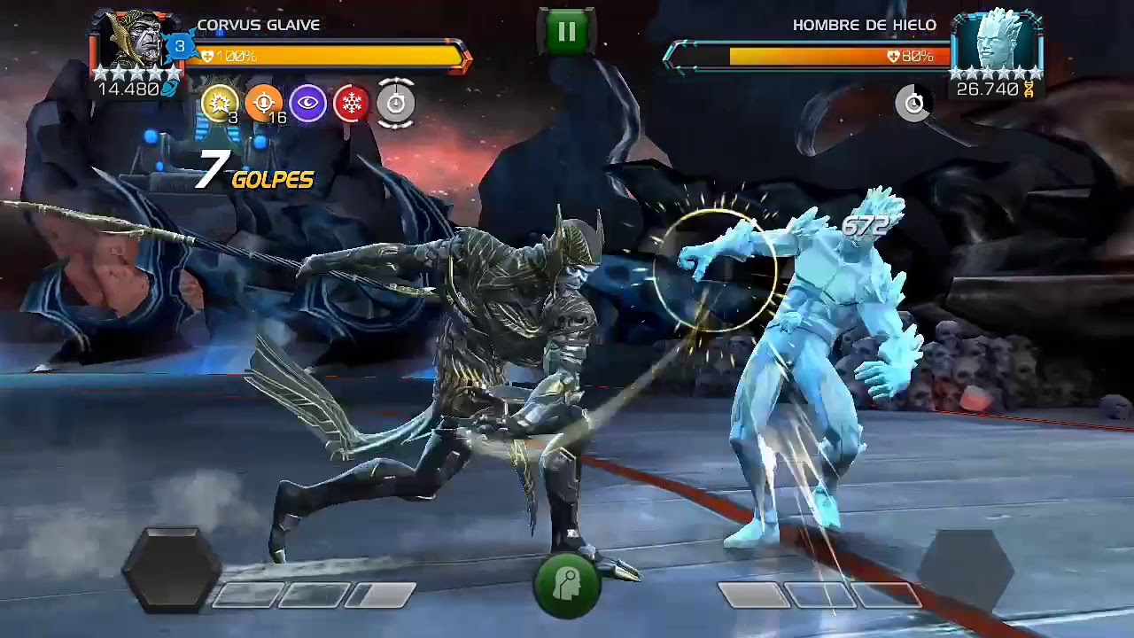 Corvus Glaive vs Iceman - Ardillas vs Skrulls (Irreclamable) | MCOC