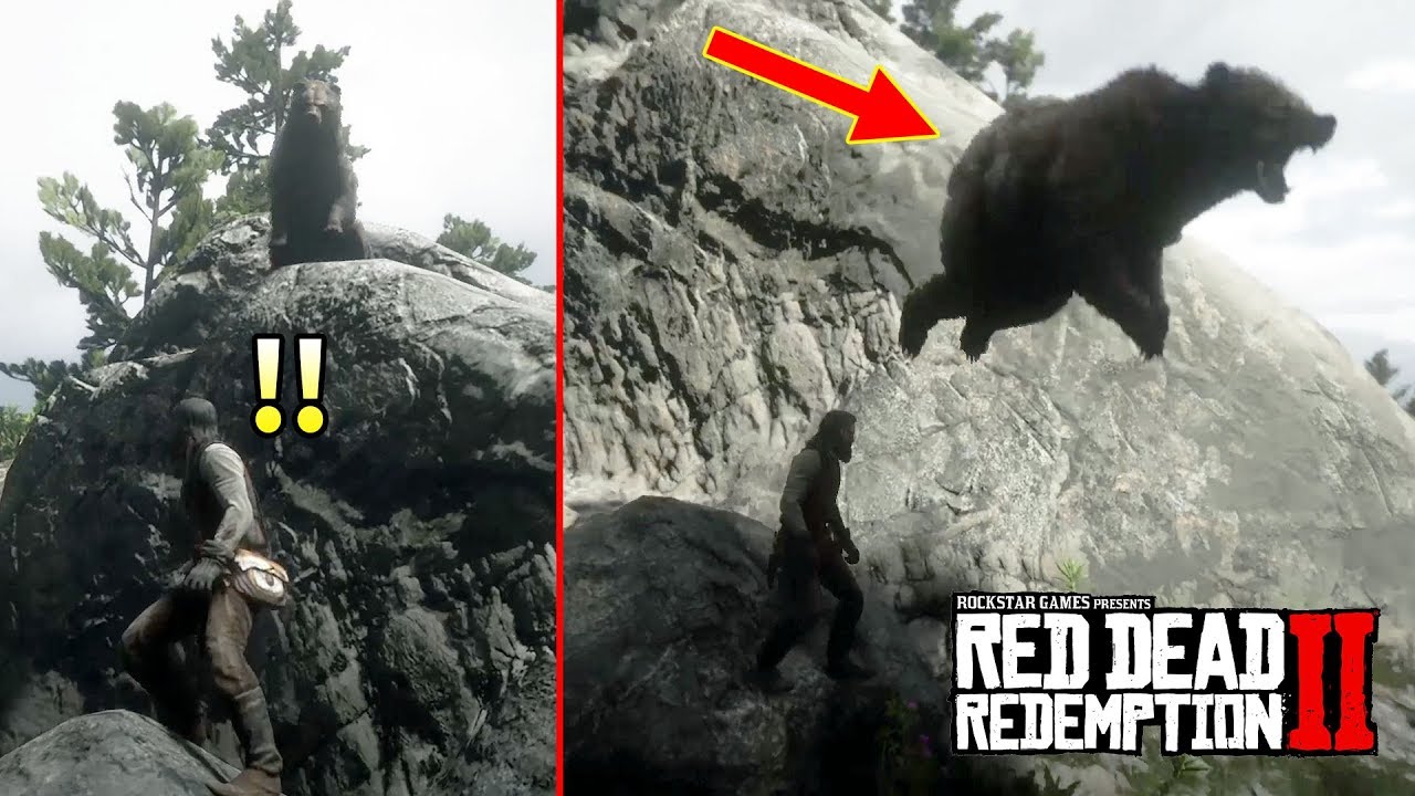 Insane Legendary Grizzly Bear Jumps Off Cliff - Red Dead Redemption 2