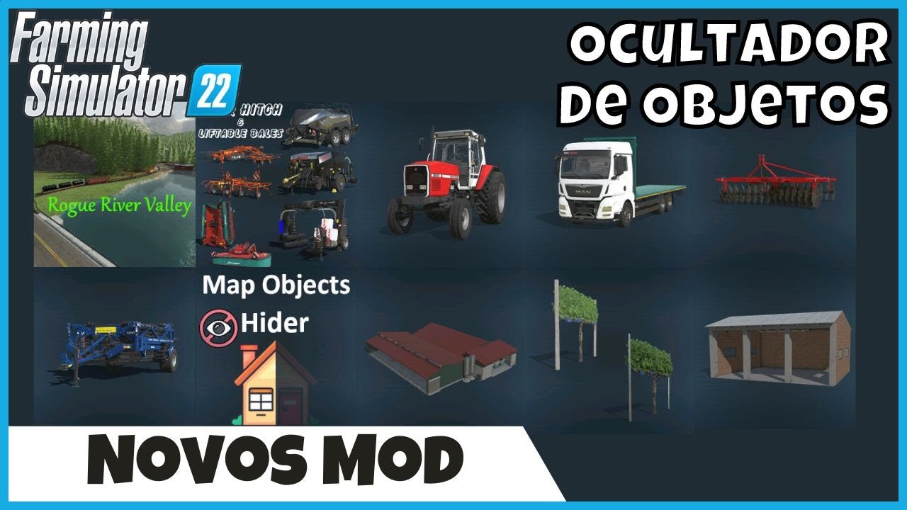 FS22 Mods | Estábulo para 500 Vacas, Ocultador de Objetos de Mapas e Grade BR | Farming Simulator 22