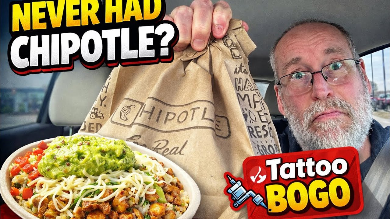 Джон впервые попробовал Chipotle… Благодаря акции «купи один татуированный кусочек — получи второ...