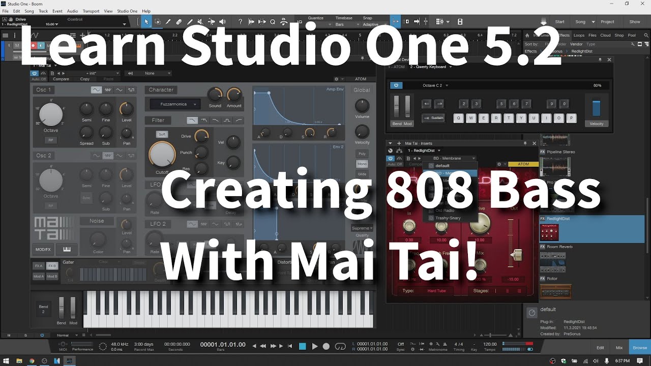 Learn Studio One 5.2 | Creating 808 Bass with Mai Tai