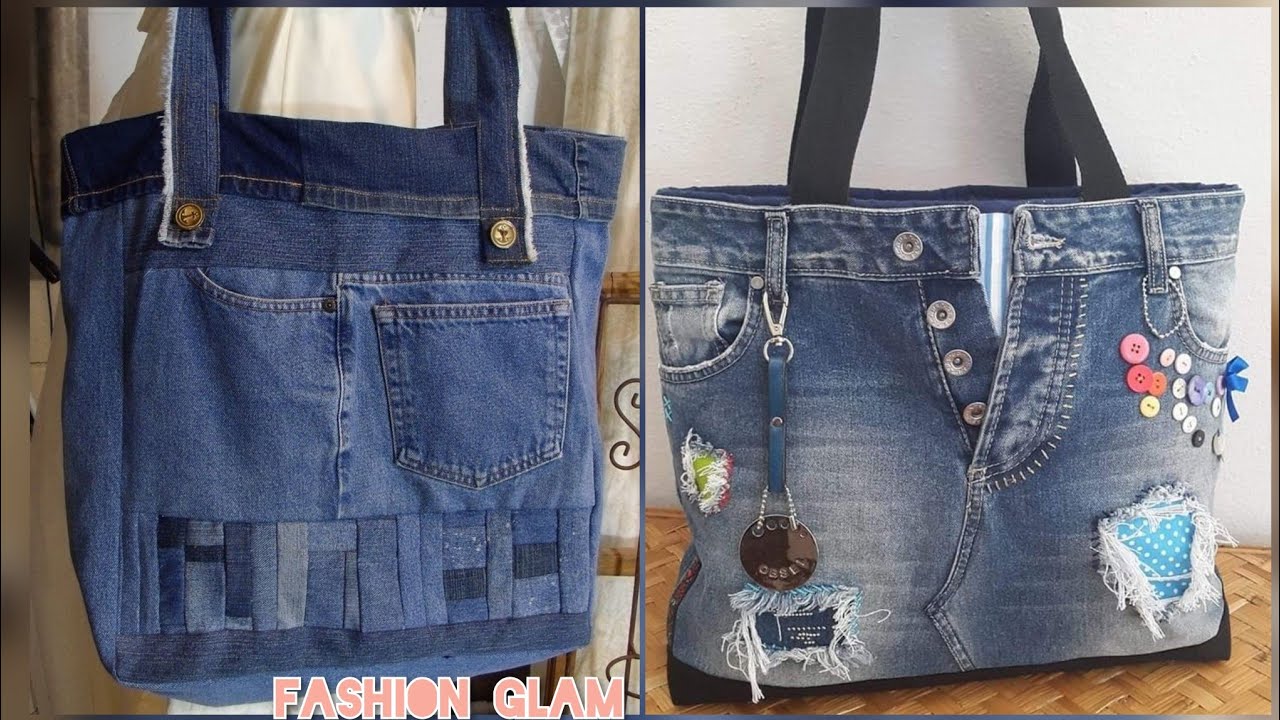 Latest Applique Work & Patchwork Embroidery Denim Tote Bags Designs