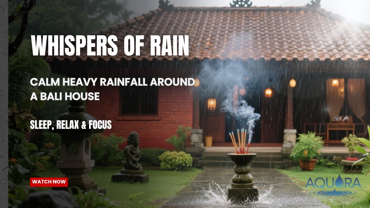 hispers of Rain – Calm Heavy Rainfall Around a Bali House Indonesia | Sleep, Relax & Focus
