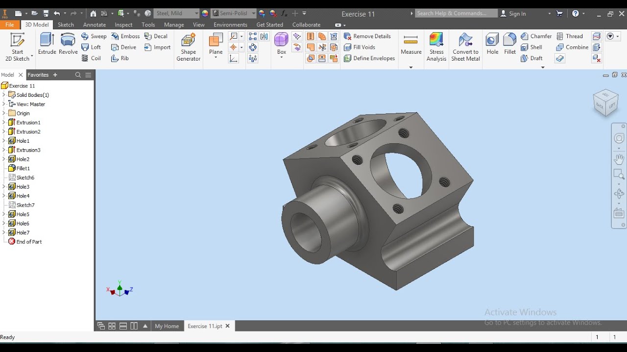 Autodesk Inventor Tutorial for Beginners - Practice Part - Mini Crank Case -  Automobile Parts