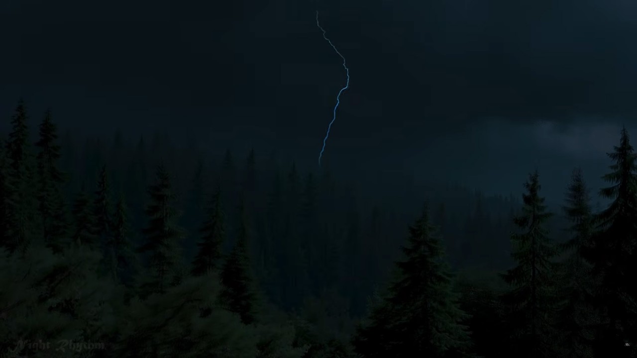 Deep Sleep in a Dark Forest Storm ⛈️ Soft Rain, Wind & Thunder | Calm Night Bedroom Ambience