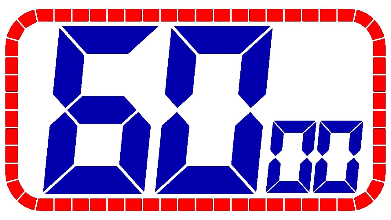 1 Minute 60 Seconds Ragtime Countdown Timer with Big Numbers