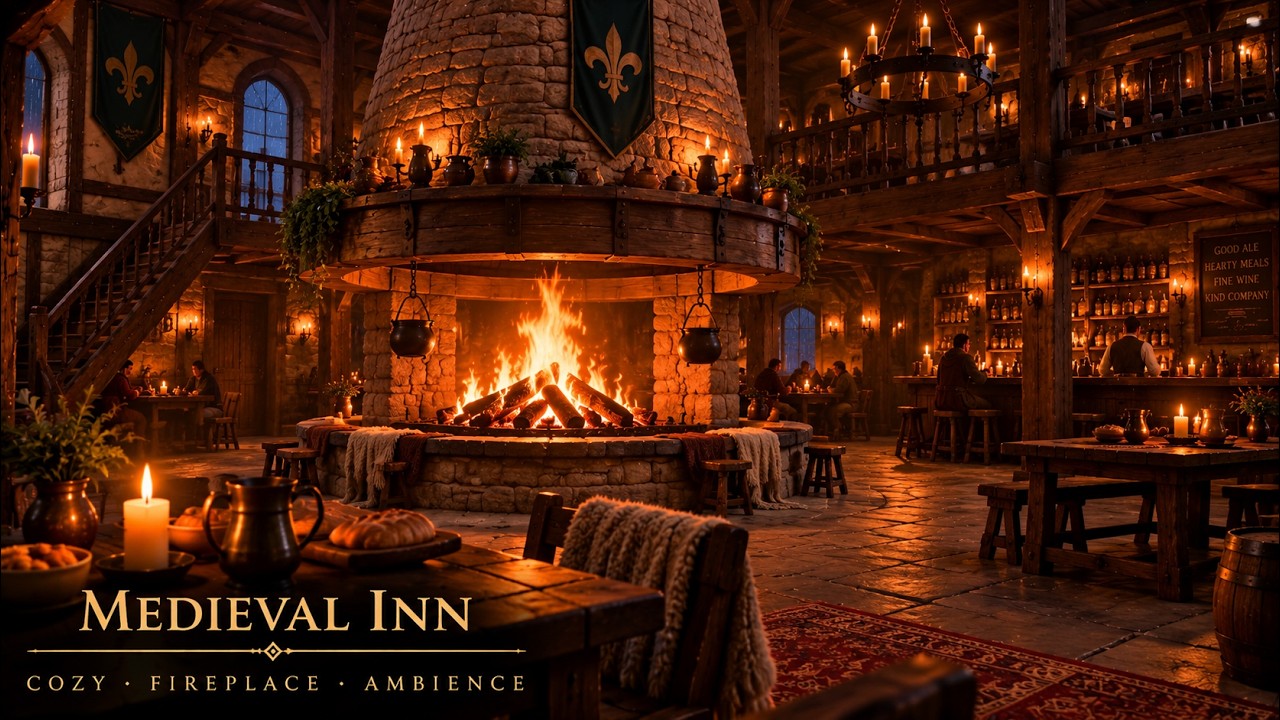 Escape to a Cozy Medieval Inn 🕯️ | Fireplace & Relaxing Medieval Music