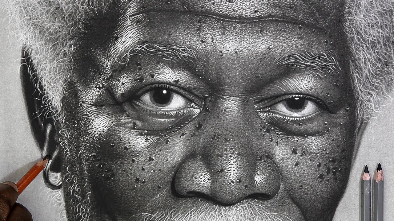 Hyper realistic face: shading facial features with charcoal