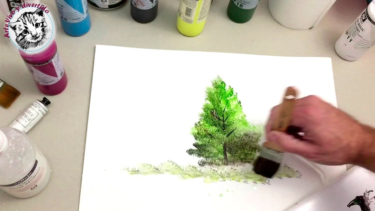 Como Pintar con Acrilicos Paso a Paso 1 Materiales y Pintar un Arbol Facil