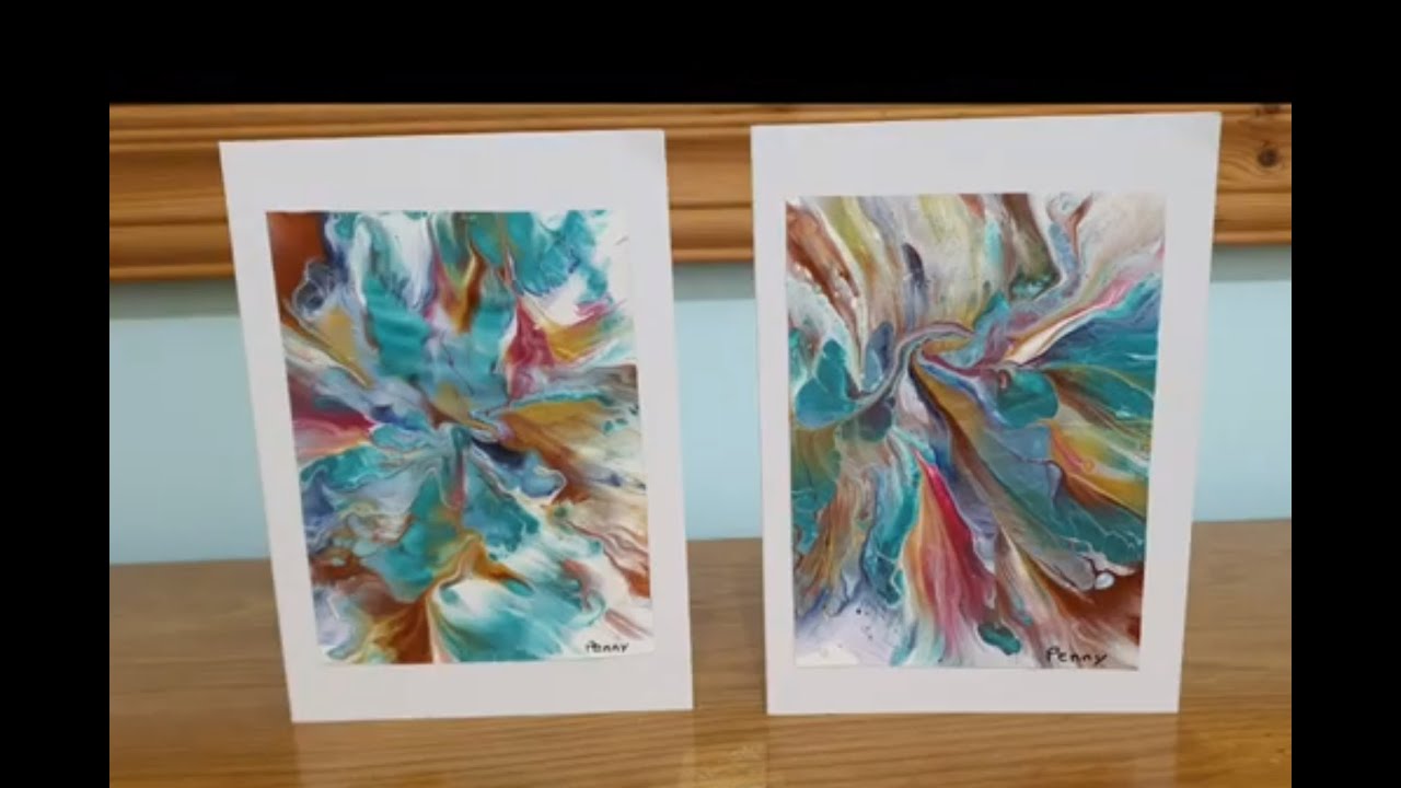 #15 Making greetings cards from left over acrylic pour paint 