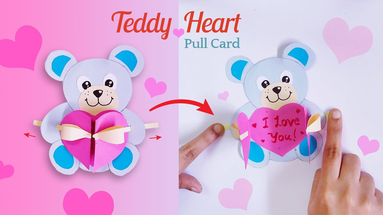Easy Teddy-Heart Pull Card | Valentines Day Special Card