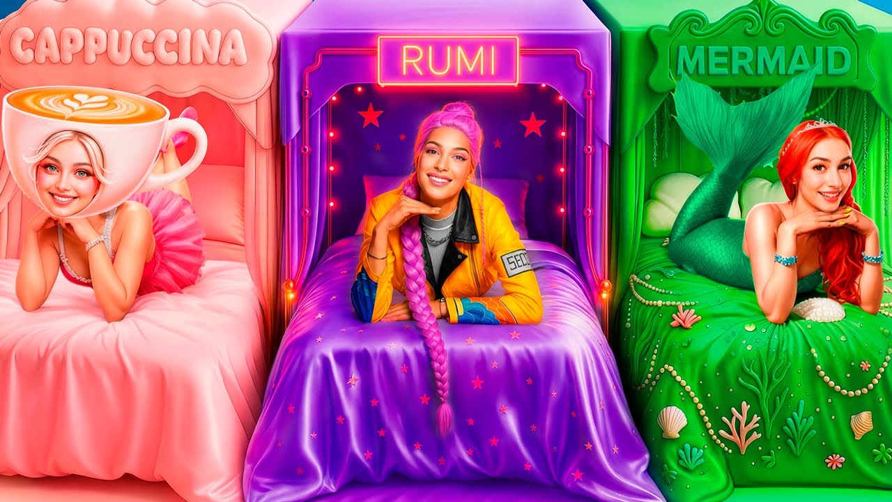 K-Pop Demon Hunters Room Makeover Challenge! Rumi vs Mermaid vs Ballerina Cappuccina im echten Leben