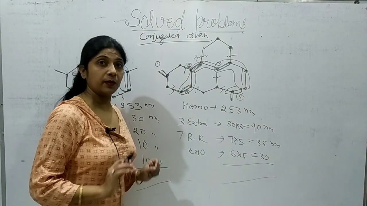 UV spectroscopy solved problems of Woodword-rule  calculation of lamda max for conjugated diene