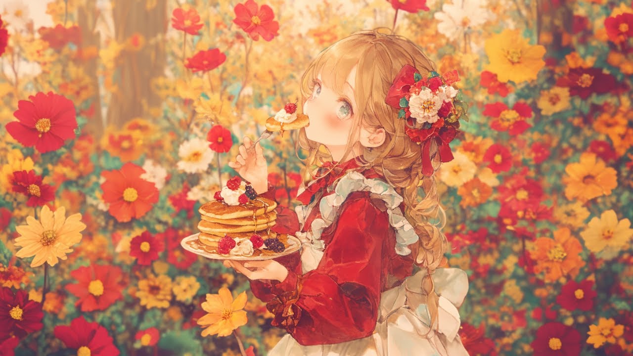 ♪【かわいいフリーBGM】花の森パンケーキ🥞🍓落ち着く/ほのぼの/まったり/聞き流し/1時間/作業用/配信用/勉強用 cute background music