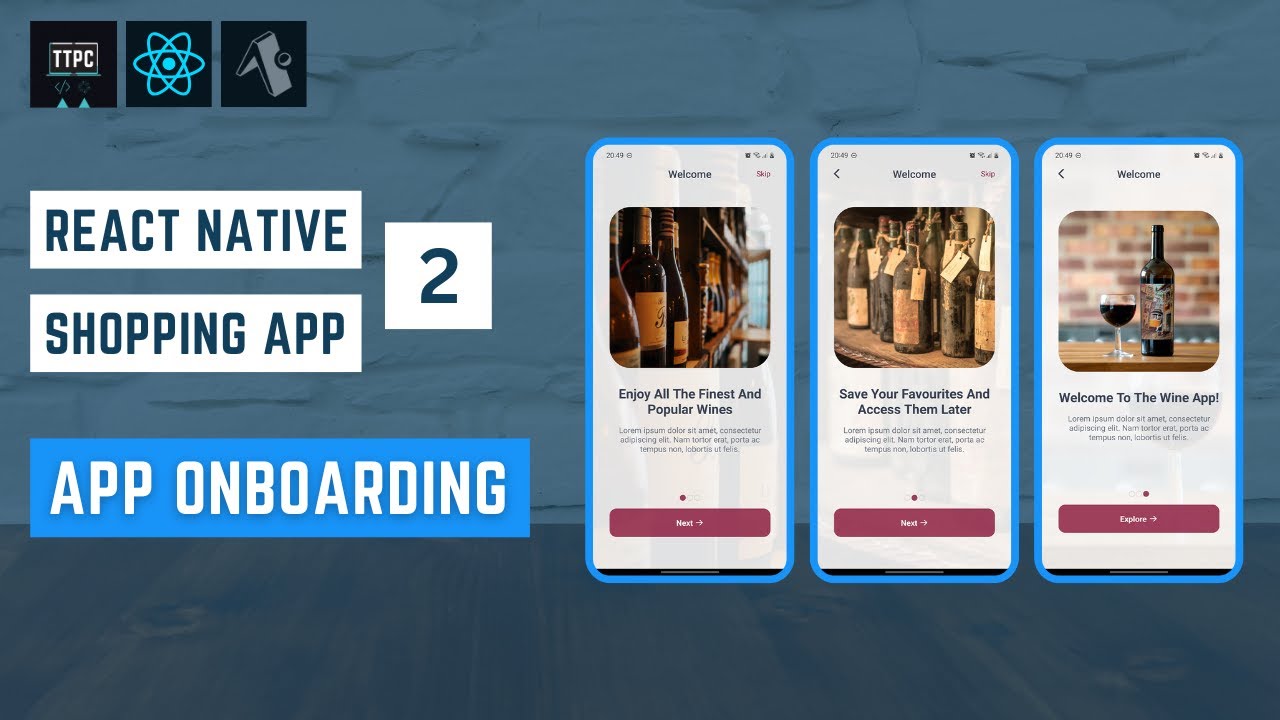 React Native Wine Shop App #2 - App Onboarding Screens