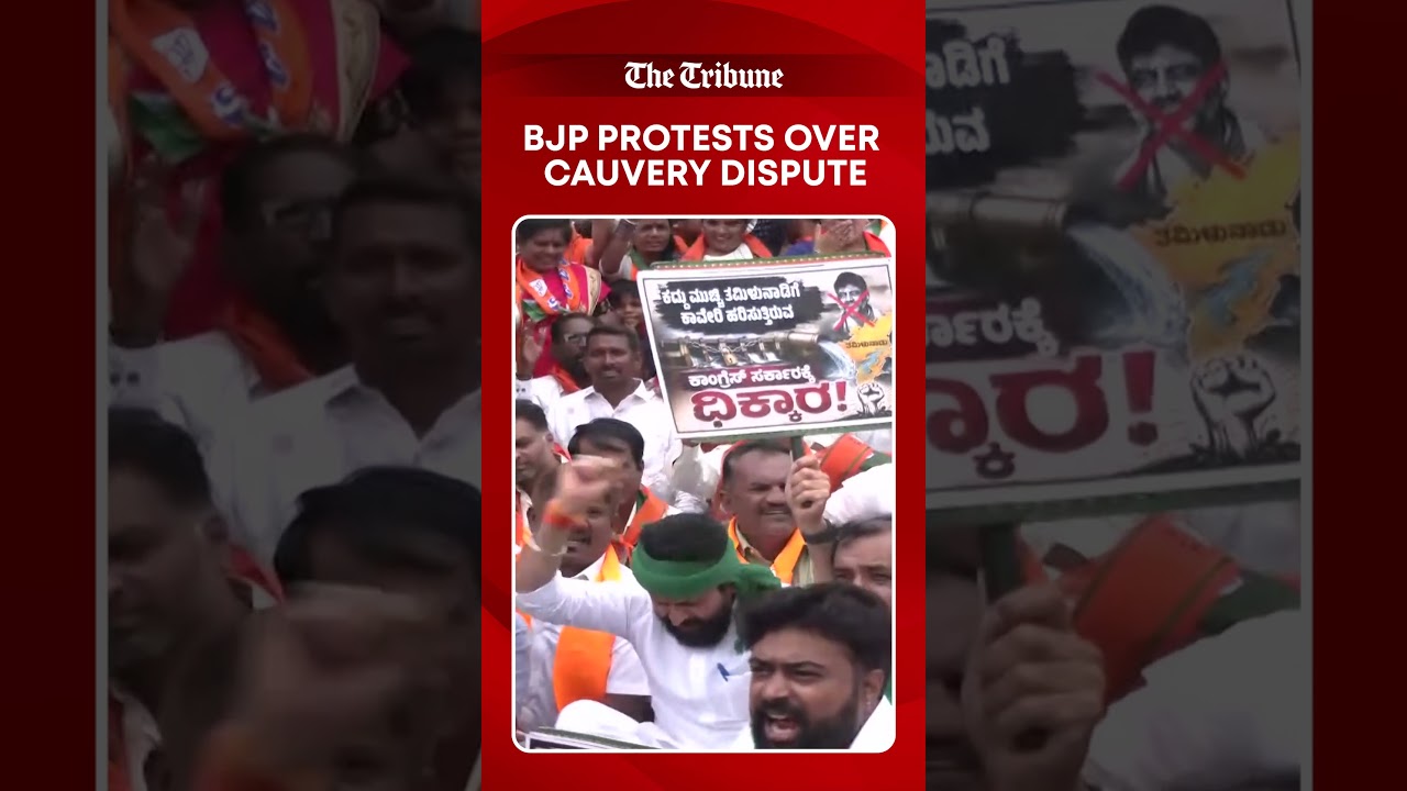 Karnataka BJP Protests Near KRS Dam Against State Govt Over Cauvery Water Dispute
