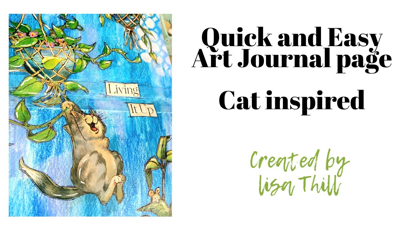Quick and Easy Art Journal page Cat inspired