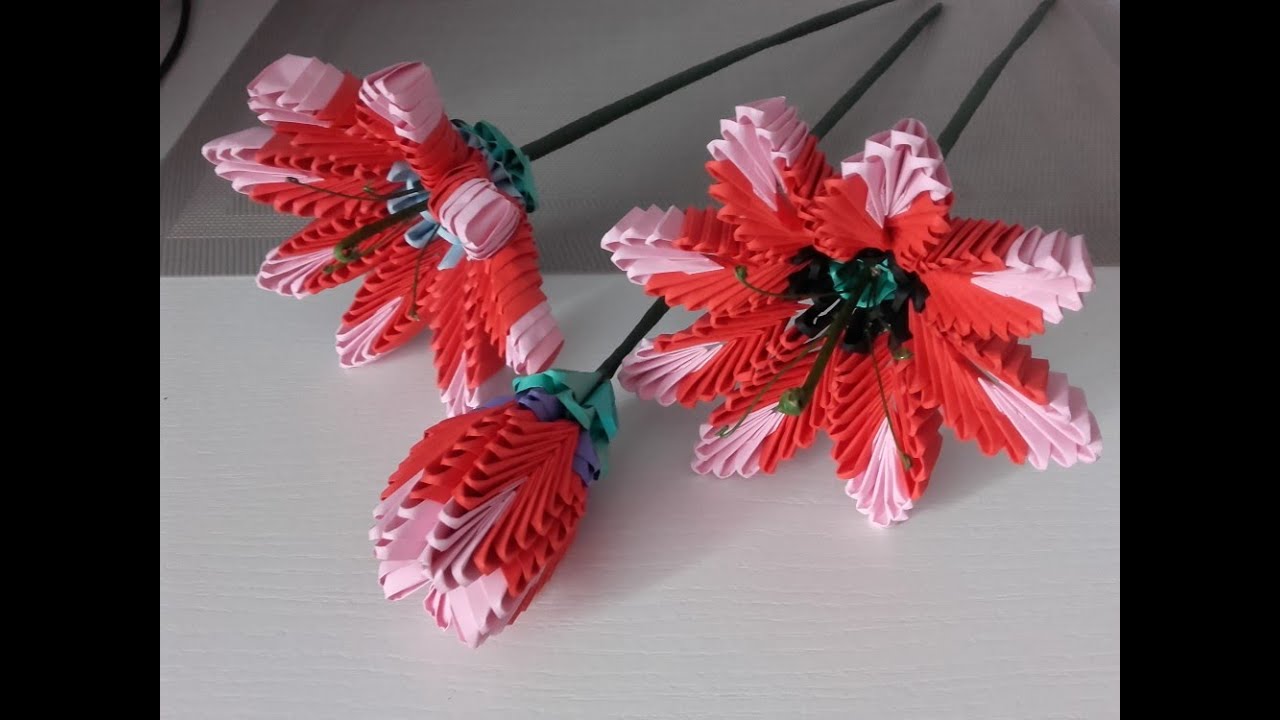 Origami modułowe 3D - Stylizowany kwiat - Modular 3D origami - Stylized flower
