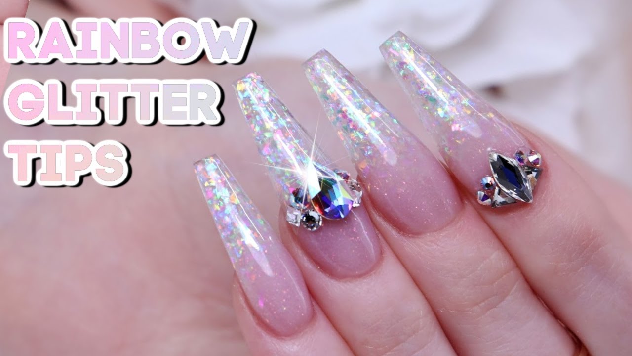 EASY RAINBOW GLITTER NAILS  - USING RAINBOW CRUSH GLITTERBELS