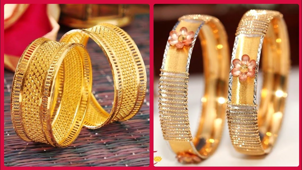Designer Luxury Daily Wear 22k Gold Bangles Latest Designs In White & Yellow Gold