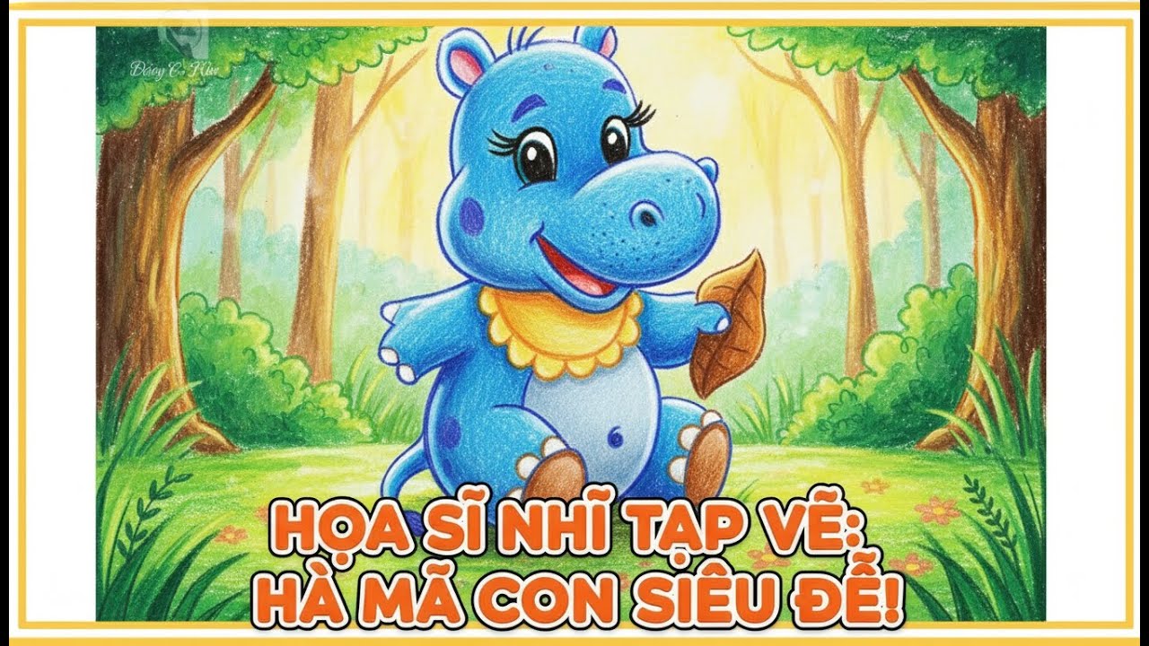 Hướng Dẫn Vẽ Con Hà Mã Bằng Màu Sáp | Tranh Đẹp Dễ Vẽ Ai Cũng Làm Được